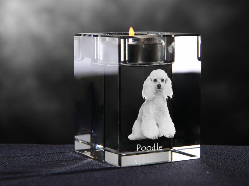 Poodle – Candle holder with dog photo, crystal tealight holder | Art-Dog