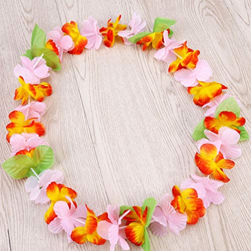 LIOOBO Hawaiian Leis, Set of 12 Colorful Artificial Flower Necklace Garland for Tropical Parties, Beach Hula Dance, and Costume Accessories