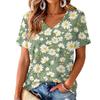 Camicetta da Donna con Scollo a V, Manica Corta, Stampa, Leggera, per Uso Casual Estivo