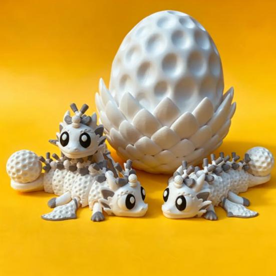 Sports Ball Dragon Egg Toy with Articulated Dragon Inside 3D Printed Baseball Football Basketball Volleyball Bowling Egg Dragon Fidget Toy