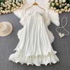 Seaside Holiday Style Sexy Backless Hanging Neck Sling One Piece Dress Women Clothing Summer Loose Slimming Puffy Cake Skirts