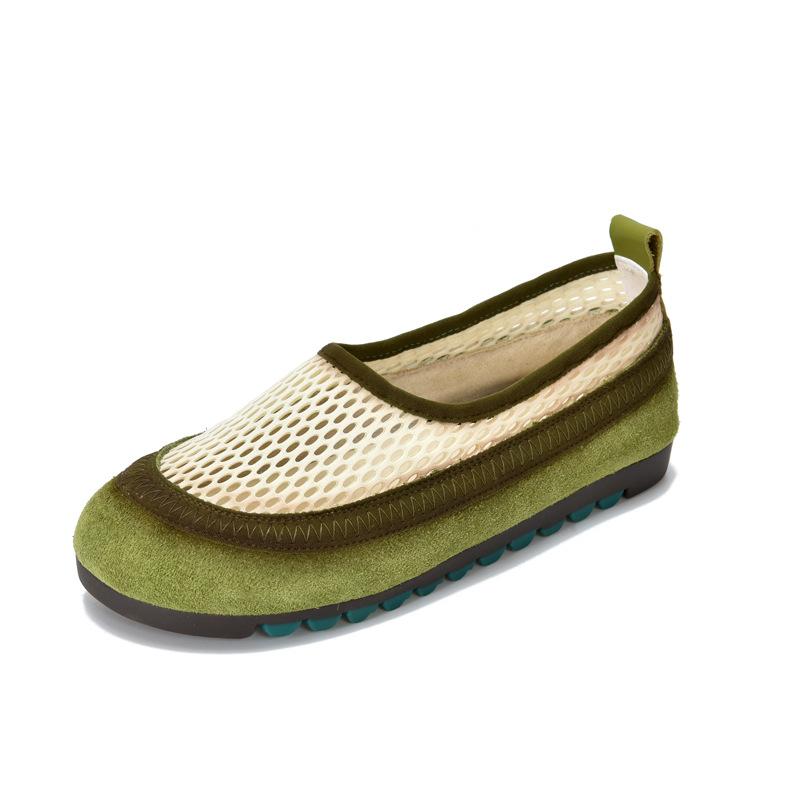 Johnature Breathable Mesh Flat Sandals Mixed Colors Round Toe Soft Soled Women's Slip-on Shoes