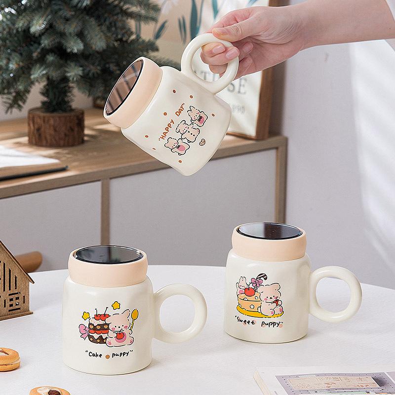 Keramiktasse, Teetrinktasse, Frühstücksmilchkaffeetasse, Becher, Heimwasserbecher, Bürobecher, Wasserbecher mit großem Fassungsvermögen