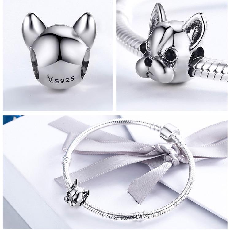 Silver Ziyun 925 Bulldog Puppy Beads - Original Animal Jewelry Accessories