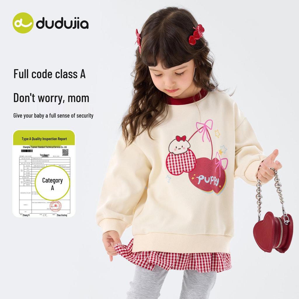 Dudu Home Girls' Spring Hoodie & Pants Two-Piece Set: Sweet Children's Clothing