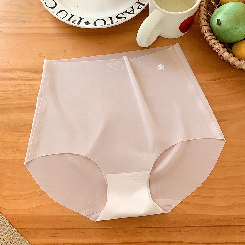 Girl Summer Ultra Thin Abdominal Lift Hip Without Trace High Waist Naked Sense Ice Silk Breathable Quick Dry Briefs