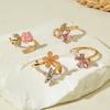 4 pcs Crystal Rhinestone Flower Rings Simple Finger Jewelry Sweet Opening Finger Ring  Gifts