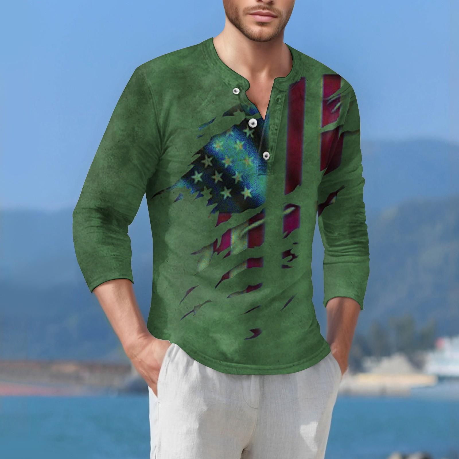 

Мужская футболка уличная повседневная мода с длинными рукавами XL зелёный