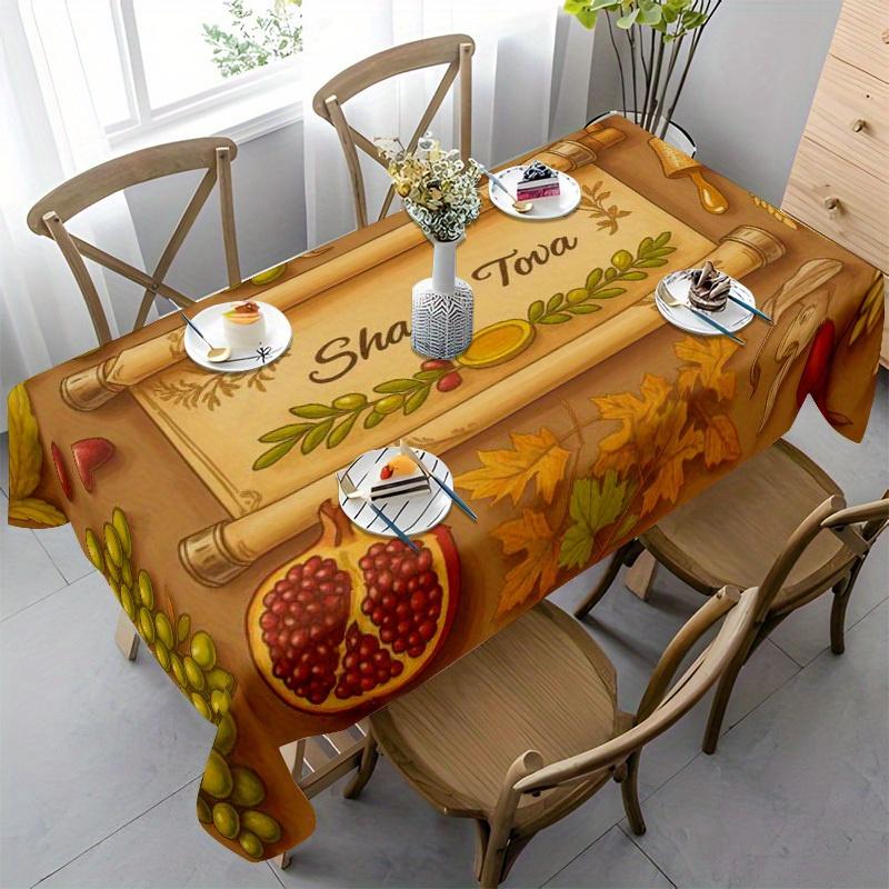 Joods Nieuwjaar Rechthoekige Tafelkleed voor Tafeldecoratie Feest Waterdicht Herbruikbaar Tafelkleed voor Tafels Keuken Eetkamer 100x160cm