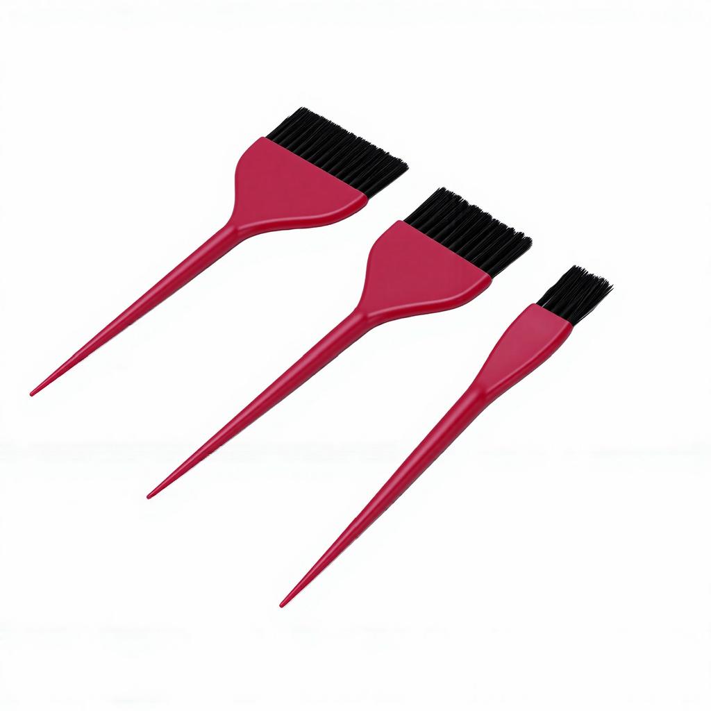 Pinceau de coloration pour cheveux à long manche contrôle précis pinceau de coloration capillaire pour débutants professionnels Rosé Sanguin Lot de 3 pièces