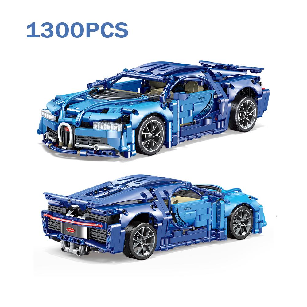 

City Technical 1:14 Blue Super Racing Car Assembling Pieces Custom Creation Assemble Sports Vehicle Model Birthday Surprise Christmas Season 1300pcs