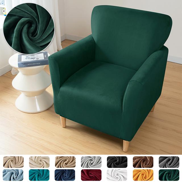 Velvet Tub Sofa Cover For Living Room Elastic Club Armchair Slipcovers Stretch Single Couch Chair Covers Home Bar Counter Hotel