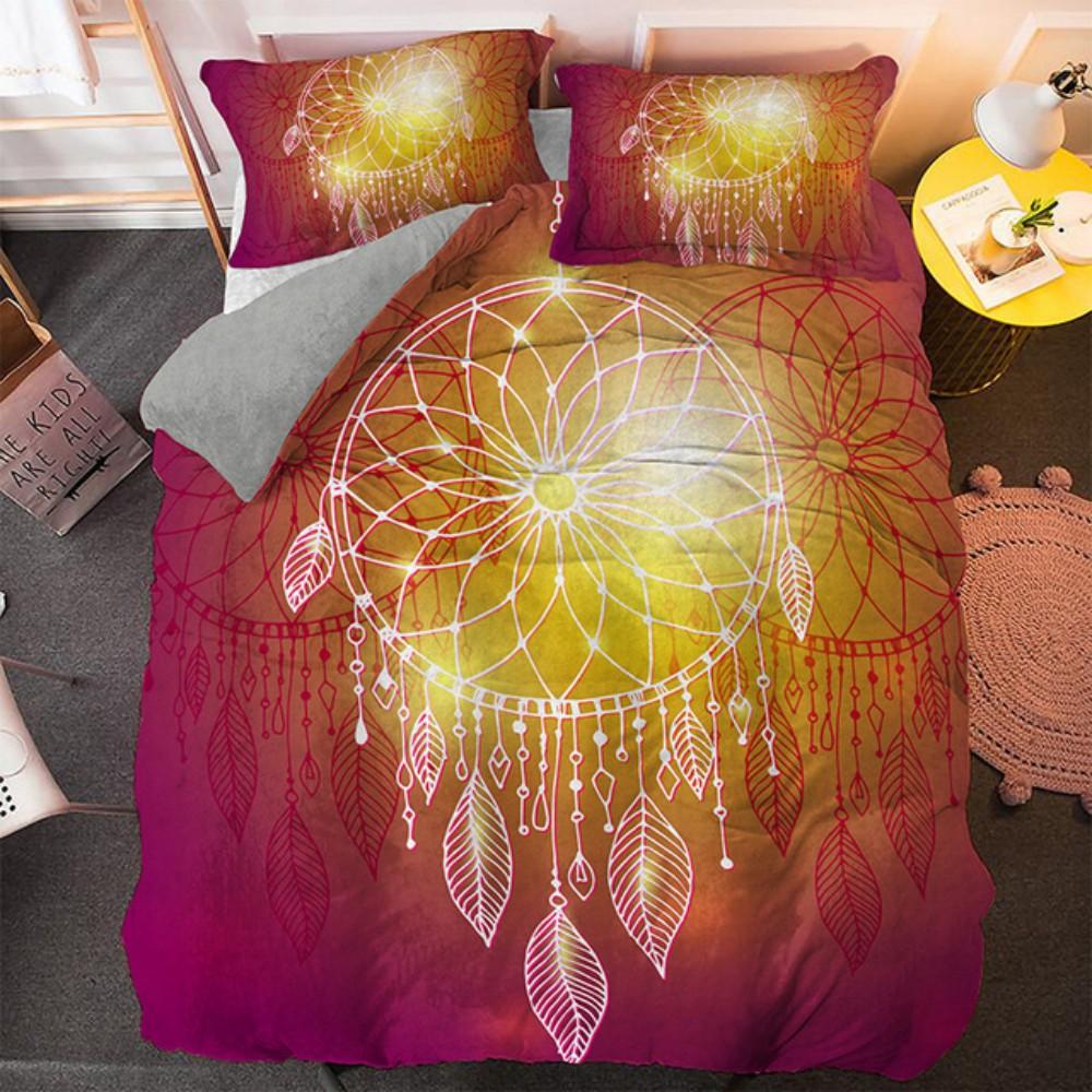 Bohemian Dream Bedding Set King Queen Size Colorful Catcher Duvet Cover Set with Pillowcase Polyester Bed Linen for Teens Girls