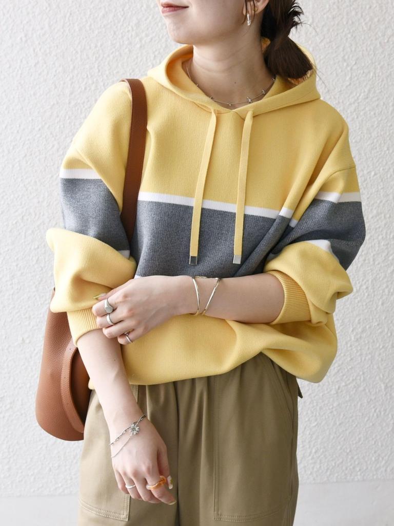 Ships Any Hand Washable Color-Scheme Line Sweat-Like Hoodie Knit 726050095 Yellow One Size