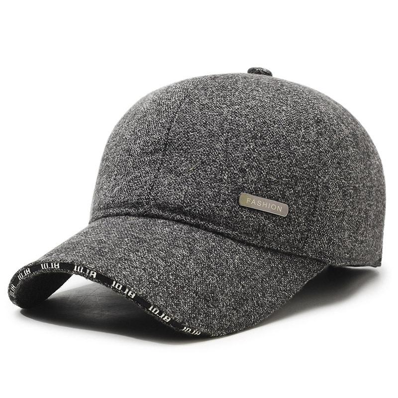 New Men'S Ear Protection Cotton Hat, Fleece Warm Baseball Cap, Middle-Aged And Elderly Outdoor Windproof And Cold-Proof Cap