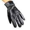 Men Leather Gloves Winter Warm Full-Finger Sports Gloves Touchscreen-Compatible Windproof Cycling Gloves for Outdoor Work Running Errands