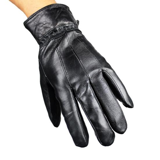 Men Leather Gloves Winter Warm Full-Finger Sports Gloves Touchscreen-Compatible Windproof Cycling Gloves for Outdoor Work Running Errands