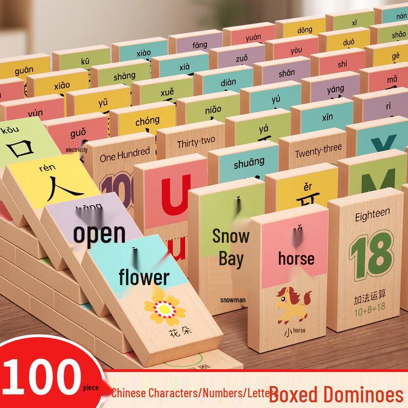 Fuhaier 100-Piece Wooden Domino Set