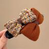 Retro Bow Hair Clip: Versatile Flocking Duckbill for Autumn/Winter