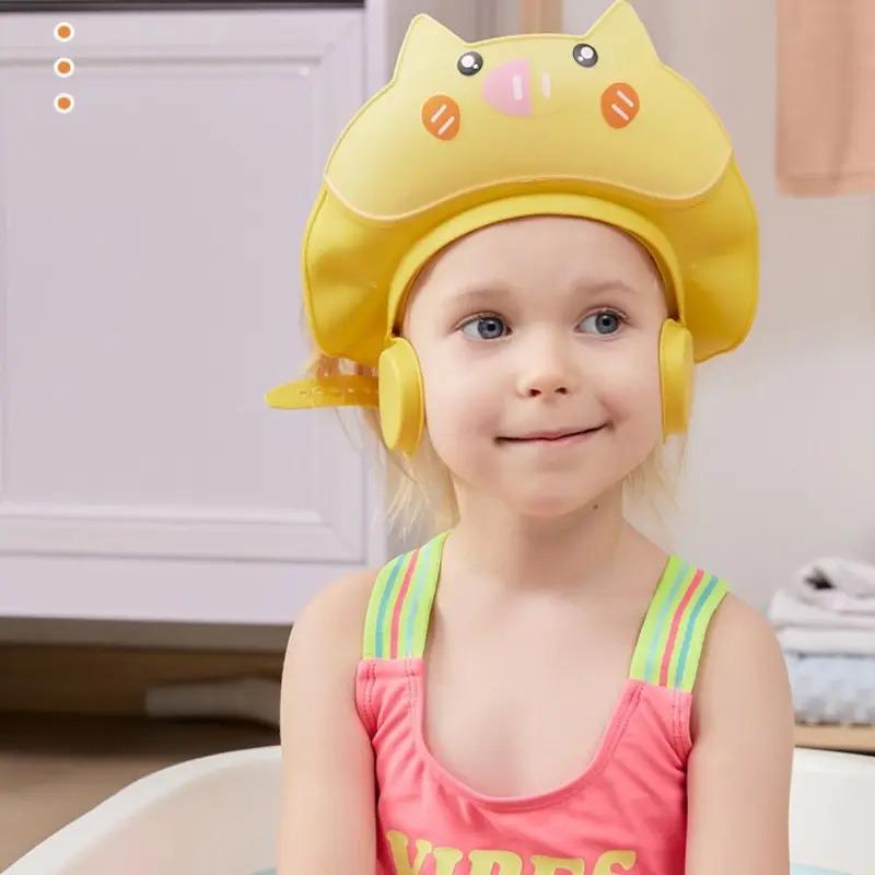 Cute Animal Shape Baby Shower Cap – Soft Adjustable Baby Shampoo Cap, Waterproof Eye Ear Protection, Children's Bath Cap For Kid
