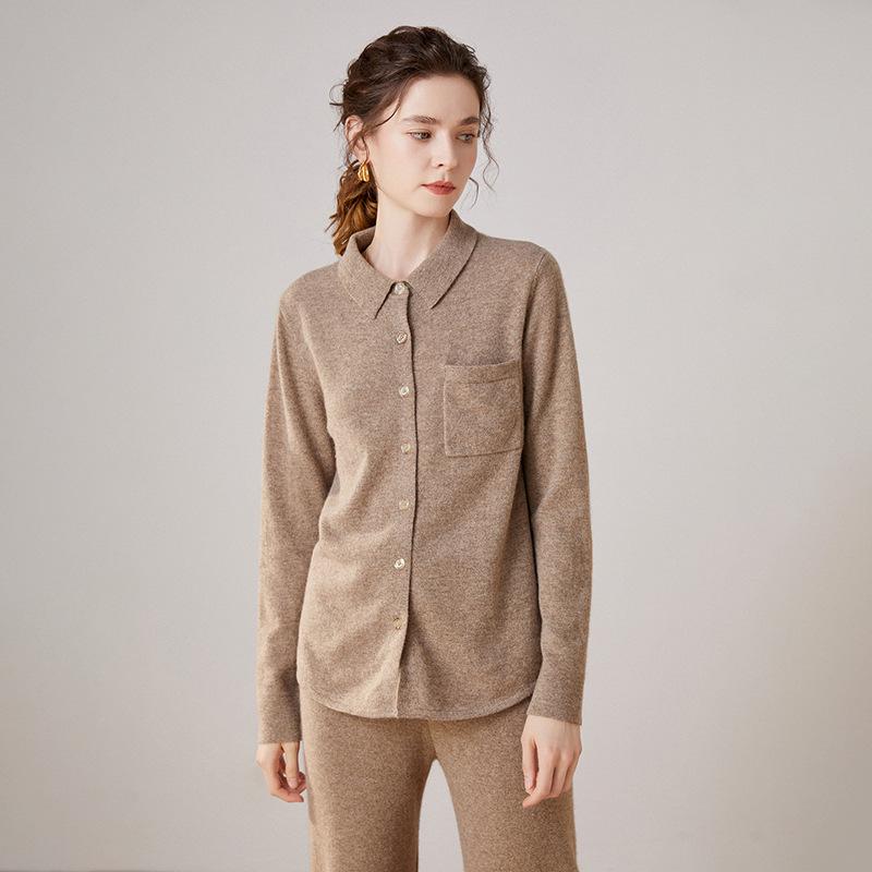 2024 Autumn/Winter Women's Cashmere Polo Collar Cardigan