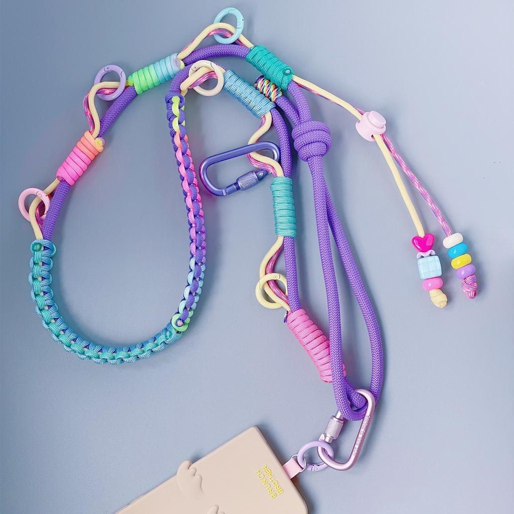 Handmade Paracord Woven Anti-lost Mobile Phone Small Bag Shoulder Strap Outdoor Multifunction Adjustable Bag Strap Lanyard