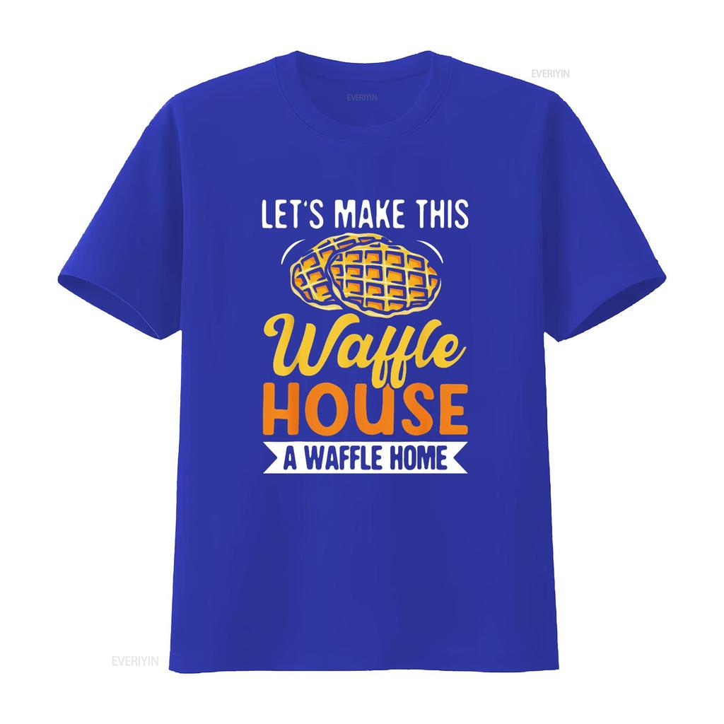 Unisexs Lets Make This Waffle Houses A Home Waffles Pancakes T Shirt Black 2XL vintage Washed Comfortable Slightly homme Stylish