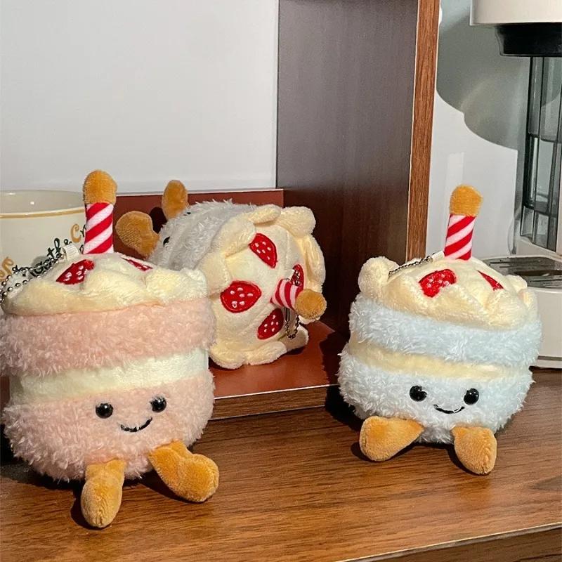 1-10 Piezas Llavero de Pastel de Peluche Lindo Regalo de Cumpleaños Realista Muñeco de Peluche Suave Decoración para Niñas Niños Recuerdos de Fiesta Decoración para el Hogar del Coche