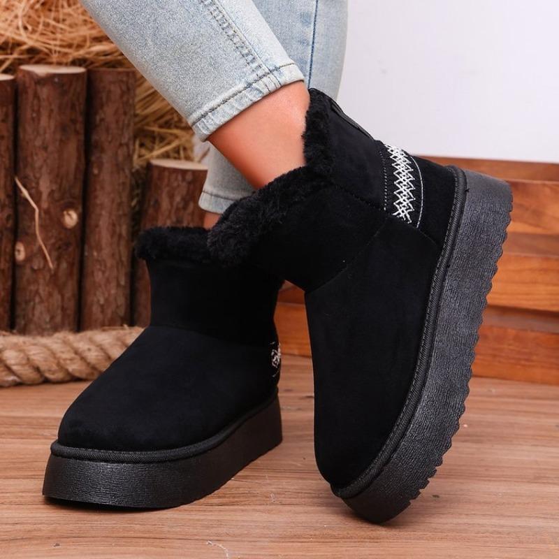 Women's Autumn-Winter Warm-Lined Thickened High-Top Snow Boots, Cozy Casual Footwear, Available In Large Sizes.