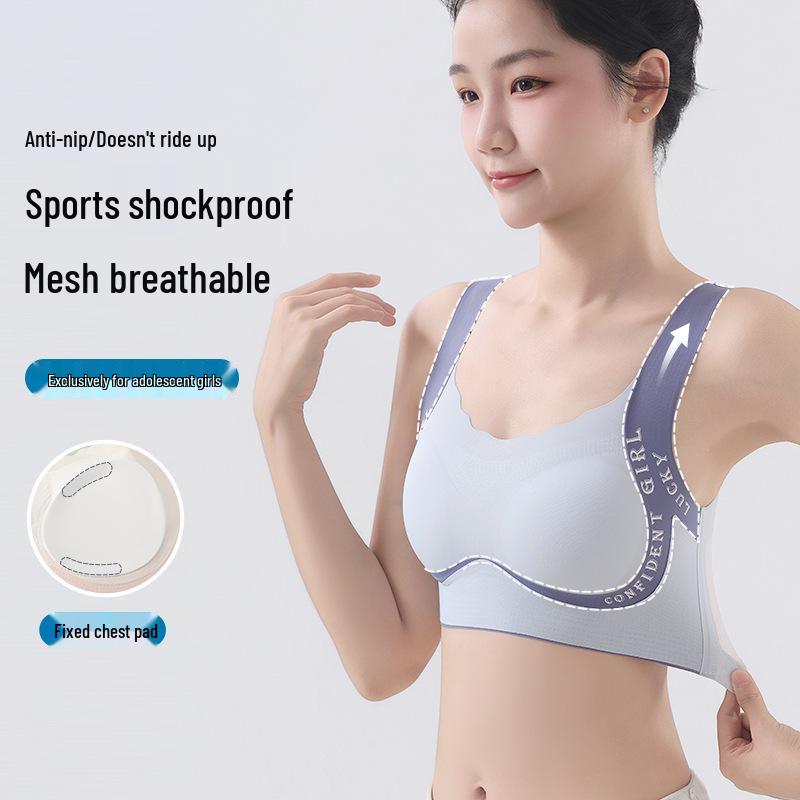 Seamless Sports Bra for Adolescent Girls, Ages 12-18 – Antibacterial, Class A Junior High Student Vest