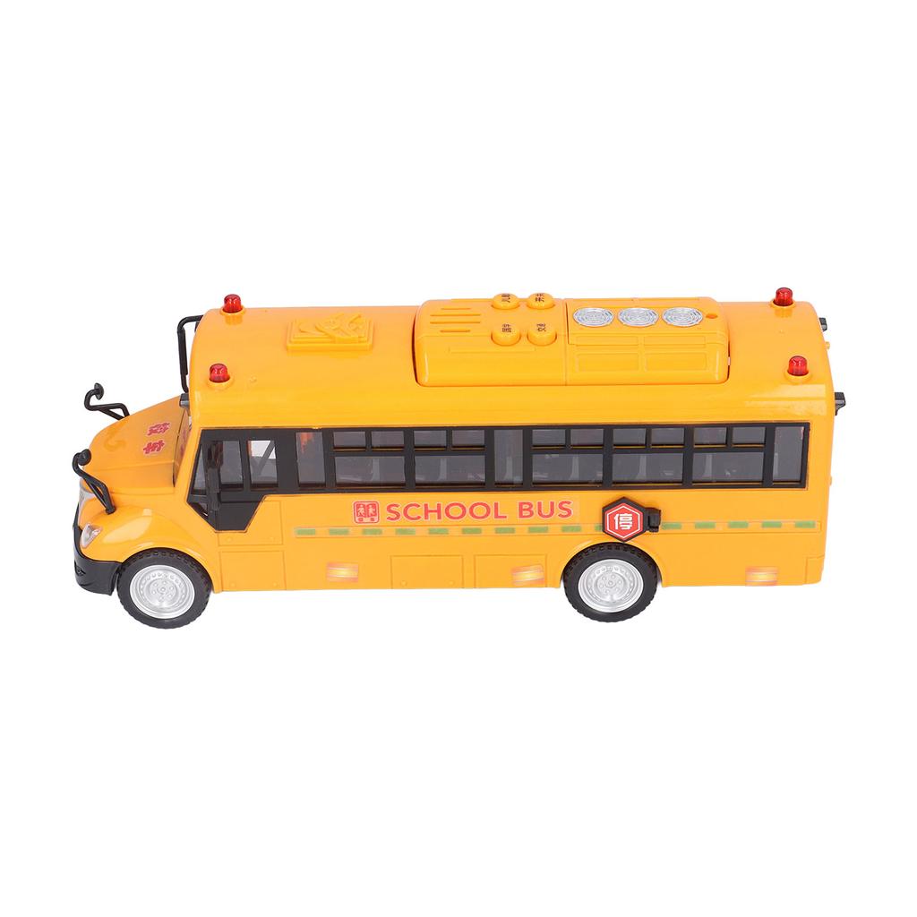 Yellow School Bus Model Toy Plastic Car Play Vehicle Figure with Opening Doors Lights Sounds