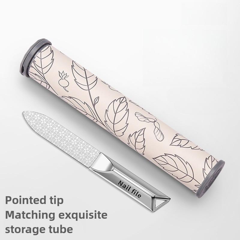 Professional Stainless Steel Nail File Double-Sided Thickened Sanding Tool with Fine Grit Ergonomic Handle for Manicure Pedicure