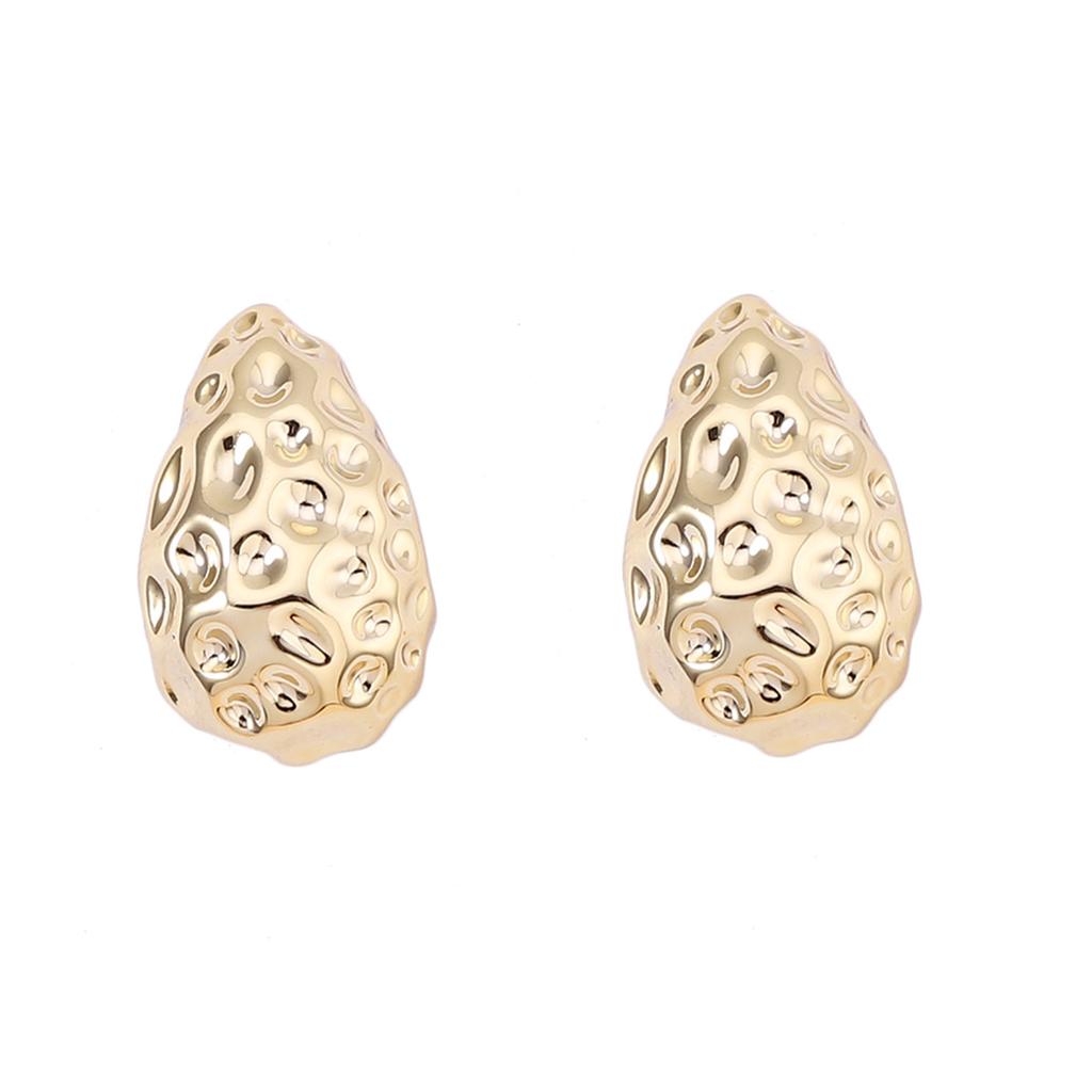 European and American Fashion Hammer Texture Personalized Creative Water Drop Shape Stud Earrings, Simple and Versatile Classic Basic Models