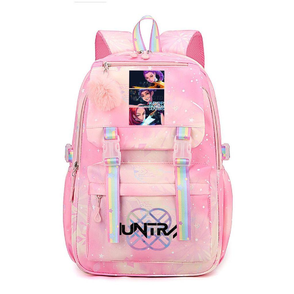 Girls Kpop Hunters Rumi Zoey Mira Printed Backpack Student School Travel Large Capacity Bag
