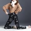 Womens Christmas Print Thickened Lambswool High Waist Stretch Thickened Cashmere Warm Pants