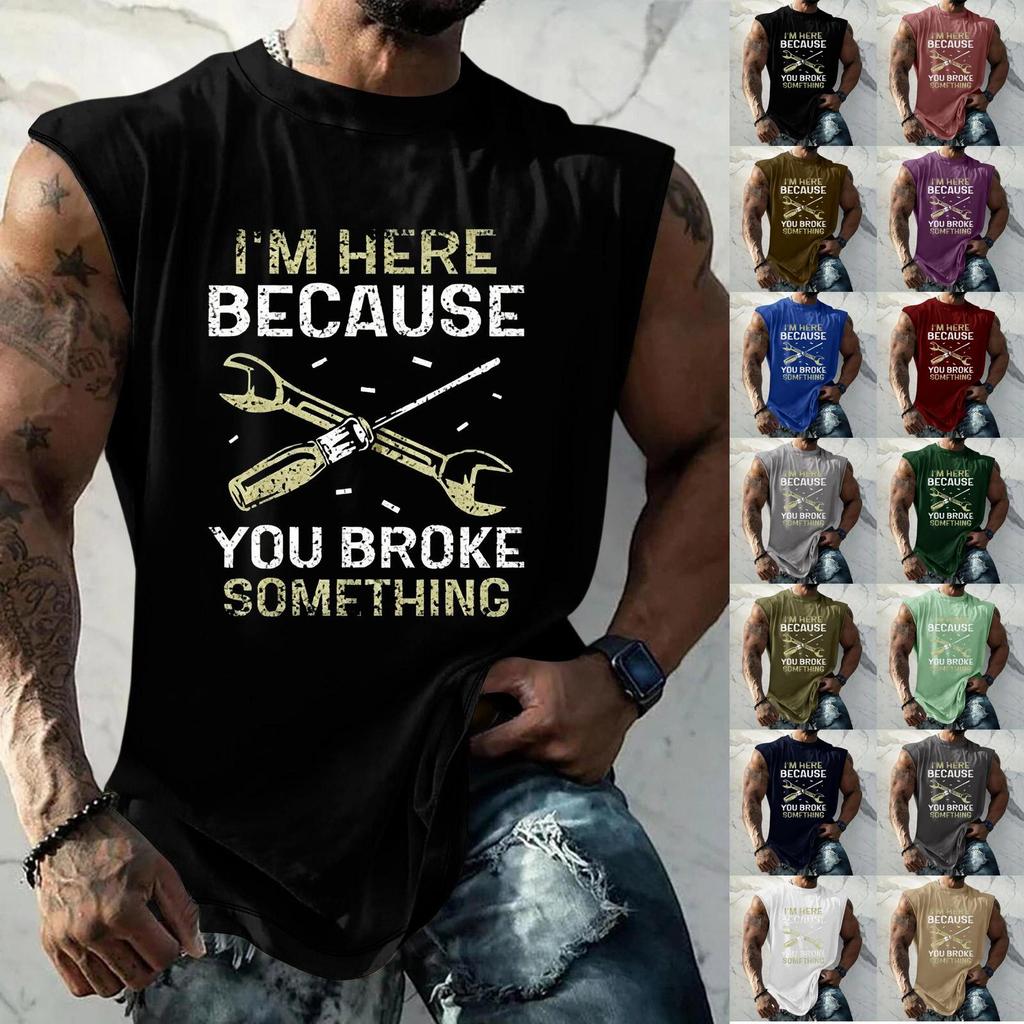 Canotta Casual da Uomo Senza Maniche Vestibilità Larga Maglietta da Palestra Grafica Stampata Allenamento Palestra Leggera Comoda Abbigliamento Estivo