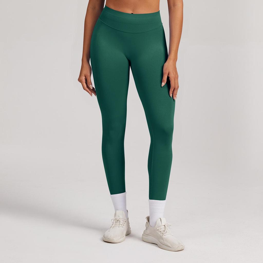 Seamless Matte Nylon Yoga & Running Pants with Hip-Enhancing Waist