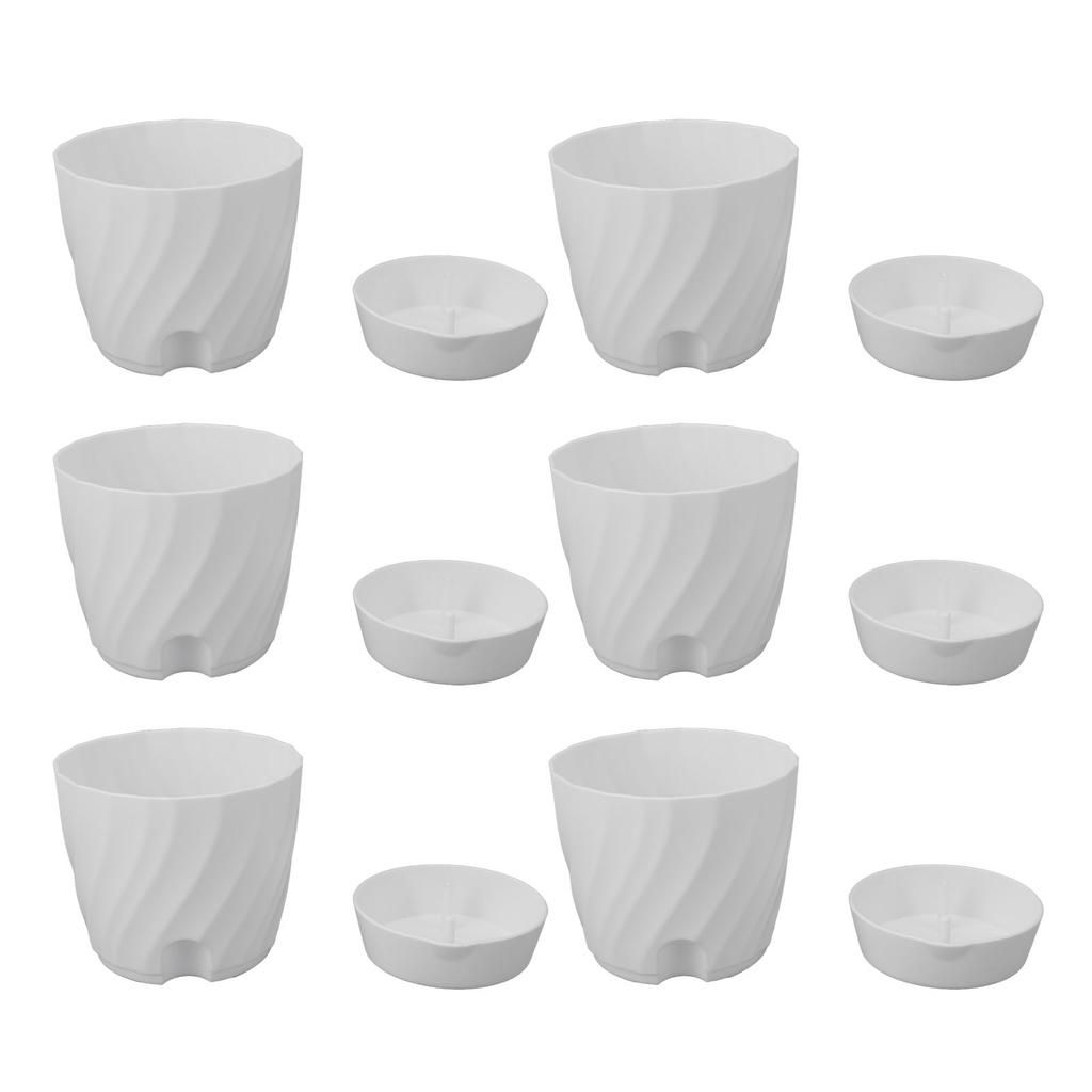6pcs Plastic Flower Pot Gardening Plant Container Lightweight Plastic Planter for Home Balcony