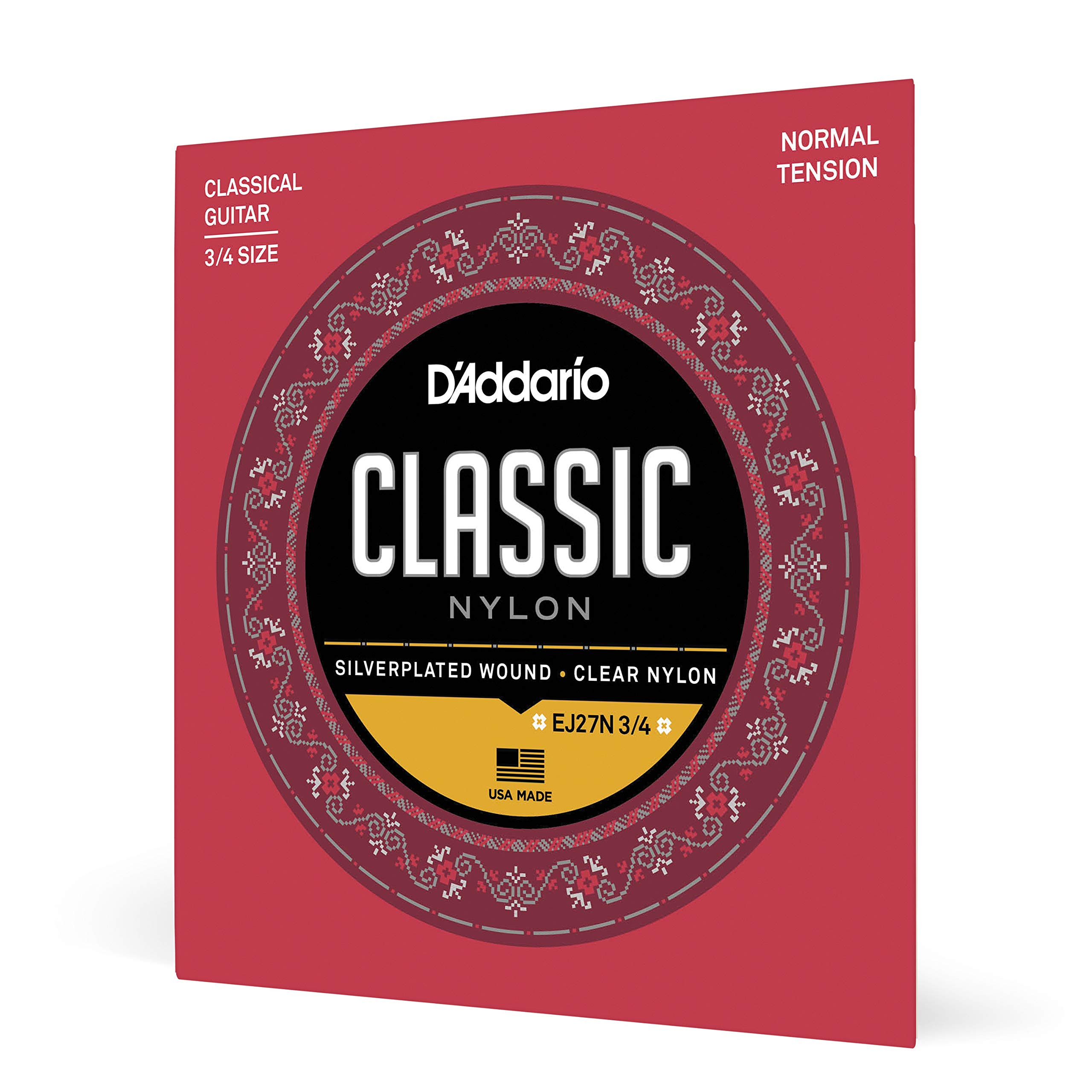 Classical Guitar Strings Student Nylon Size Normal EJ27N D Addario 3/4 3/4
