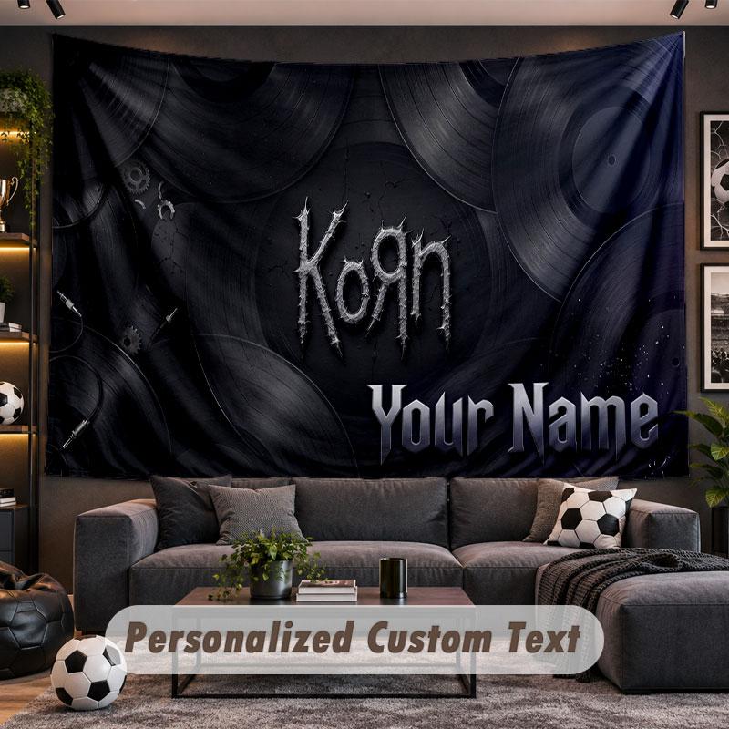Wall Hanging Tapestry Custom NameKorn Pattern Personalized Printed Fabric Wall Decor