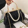 

Fashion Women Orange Green Shoulder Bags Prom Clutch Pearl Chain Crossbody Bags Female Chic Totes Pu Leather… More