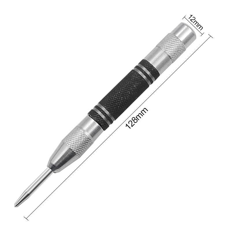 Silver-Black Automatic Center Punch and Window Breaker, 128mm/155mm