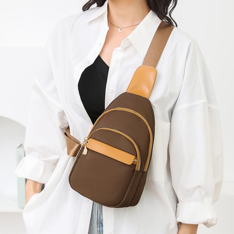 Dámska náprsná taška s kontrastnou farbou, veľkokapacitná taška cez rameno/crossbody