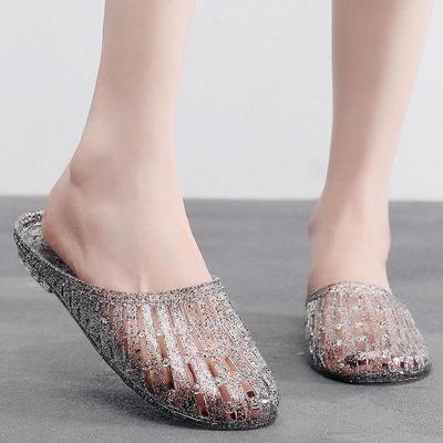 Dames Trendy Kristal Coole Antislip Slippers - Veelzijdig Gesloten Teen Hol Ontwerp voor Douche & Badkamer.
