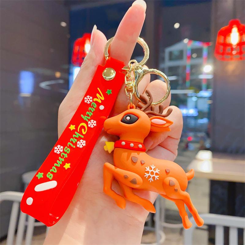 Cartoon Cute Santa Keychain Pendant Car Key Chain Schoolbag Pendant Christmas Gift