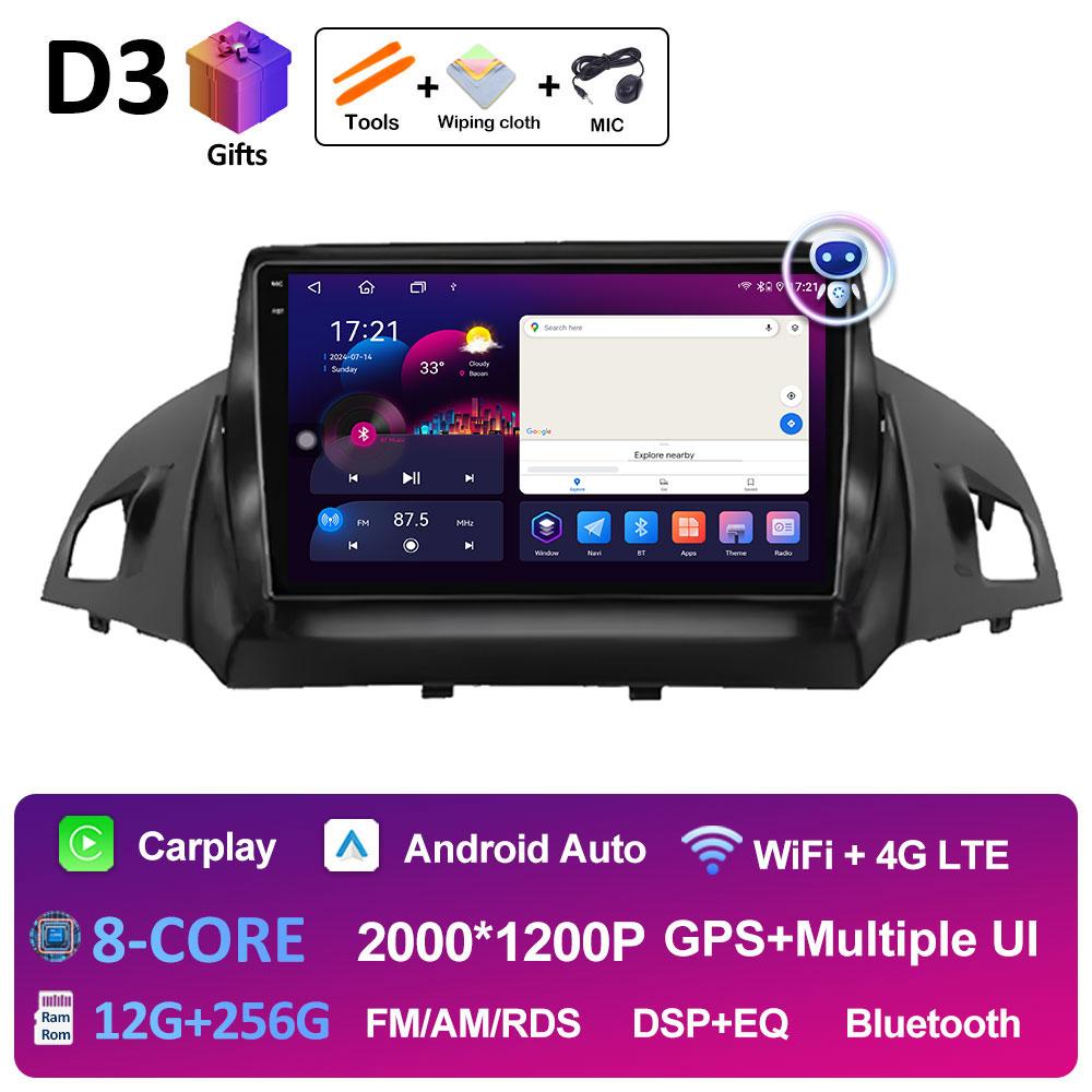 Smart System GPS Navigation For Ford C-MAX Kuga 2 Escape 3 2012 2013 2014 2015 - 2019 Wireless Carplay QLED IPS Screen Head Unit