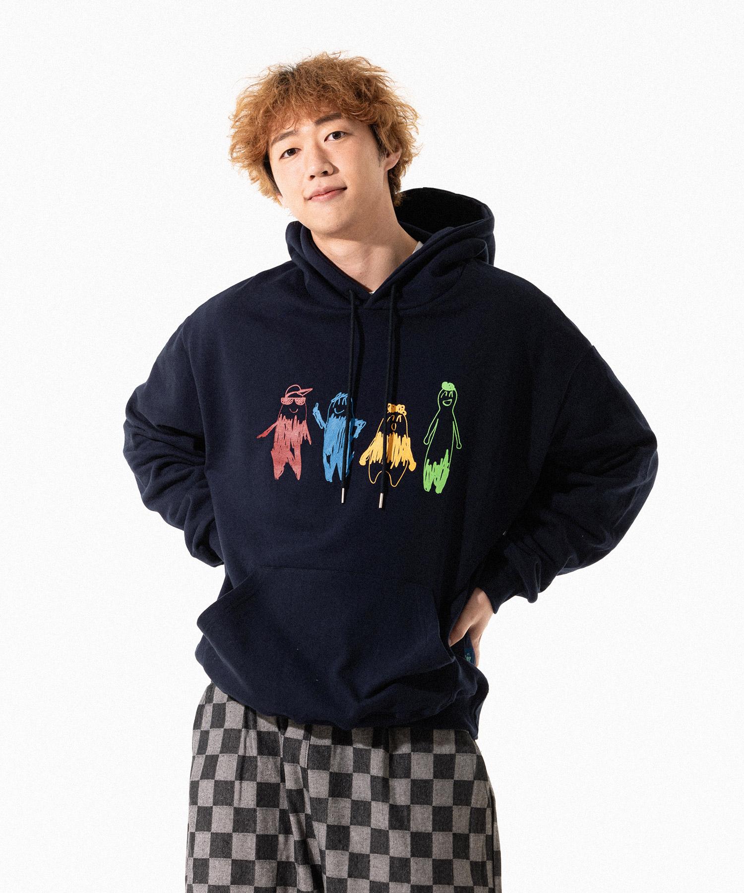 Henrik 207061 Henrik Friends Doodle Hoodie Navy Navy / 2Xl~3Xl