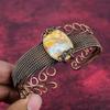 Maligano Jasper Gemstone Bangle Copper Wire Wrapped Adjustable Cuff Bracelet