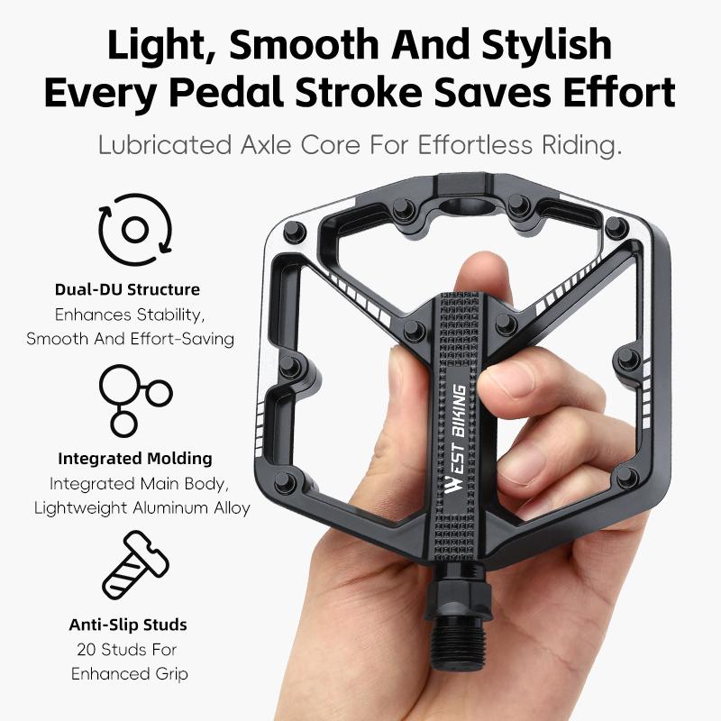 WEST BIKING Bicycle Pedals Sealed DU Bearing Nonslip Pedal Mountain Road Bike Cycling Alloy MTB Pedal Bicycle Accessories
