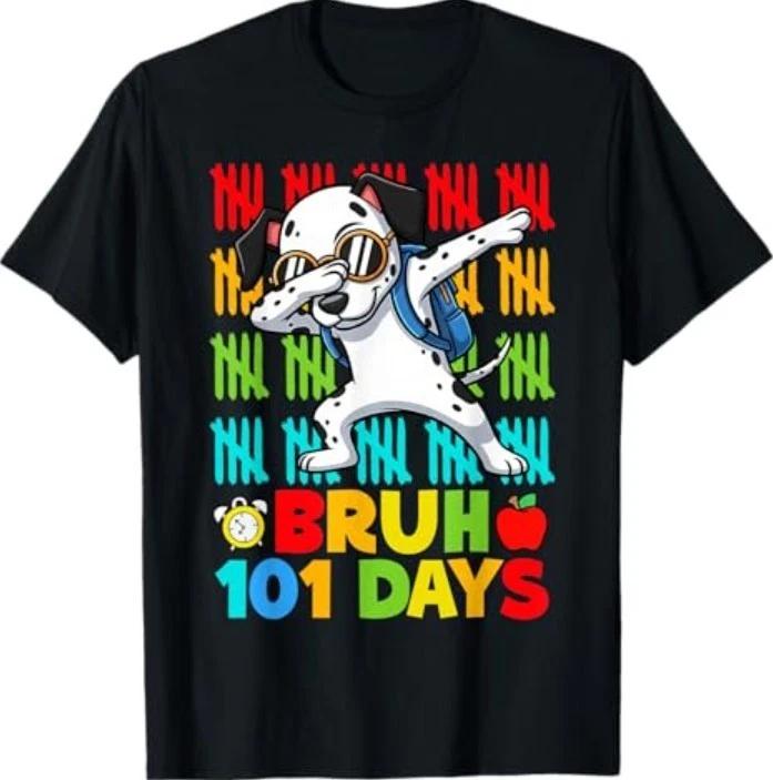 Bruh 100 Days of School Dalmatian Dog Boys 100 Days Smarter T-Shirt 2XL